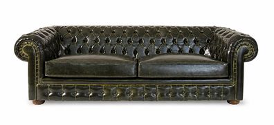 Exklusive Grüne Chesterfield Couch Luxuriöses Ledersofa Edle Möbel