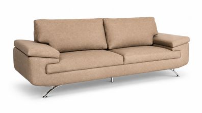 Beiges Dreisitzer Sofa Polstersofa Stoff Wohnzimmer Modern Elegant