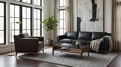 Dreisitzer Sofa Sessel Polstermöbel Kunstleder Wohnzimmer Elegant