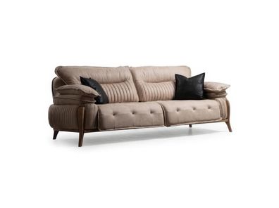 Sofa Modern Beige Bequem Couch 3 Sitzer Polstersofa Wohnzimmer