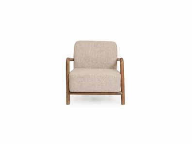 Sessel Modern Weiß Bequem Polster Lounge Holzgestell Stoff Wohnen