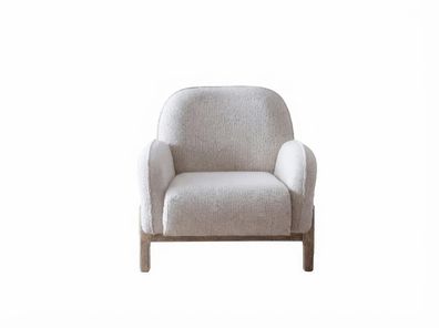 Sessel Modern Weiß Bequem Polster Lounge Wohnzimmer Boucle