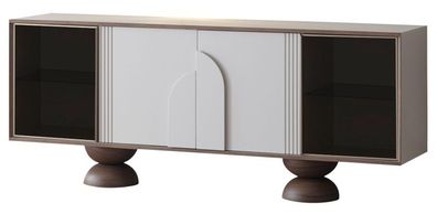 Modern Weiß Sideboard Holz Glas Vitrinen Stauraum Esszimmer