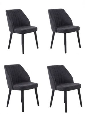 Stühle Set 4 Stuhl Grau Schwarz Modern Edel Polsterstuhl Essen