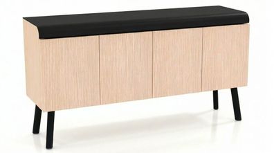 Modernes Sideboard Holzoptik Beige Schwarze Polsterauflage