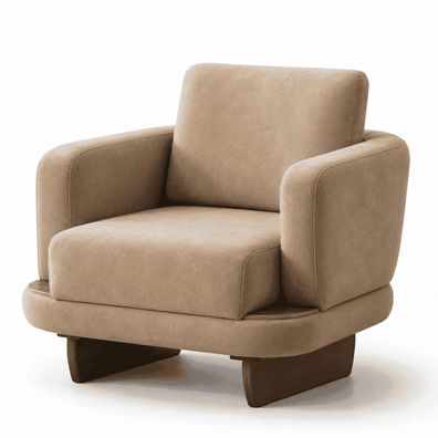 Beiger Wohnzimmer Sessel Designer Stoffsessel Exklusive Textilmöbel