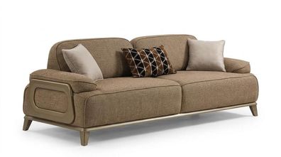 Modernes 3-Sitzer Sofa Beige Braun Polstersofa Wohnzimmer