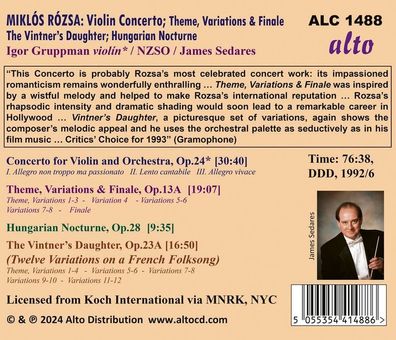 Miklós Rózsa (1907-1995): Miklós Rózsa (1907-1995): Violinkonz