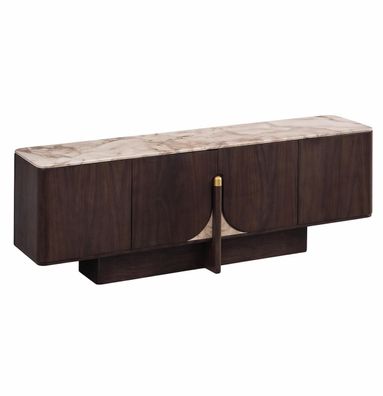 Sideboard Braun Holz Marmoroptik Moderne Kommode Stauraum