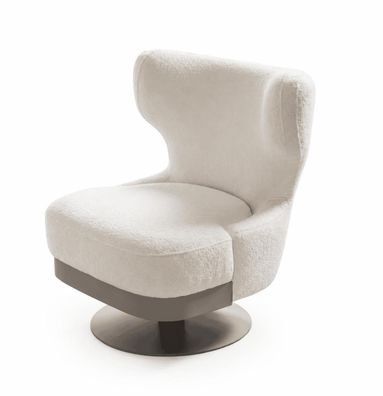 Sessel Drehsessel Modern Weiss Edel Luxus Design Boucle Polster