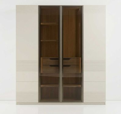 Kleiderschrank Beige Modern Luxus Vitrinenschrank Schrank Glas