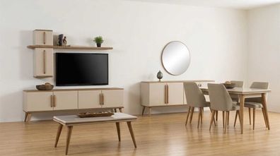 Wohnzimmer Set Beige Modern Luxus Tv Board Esstisch Sideboard