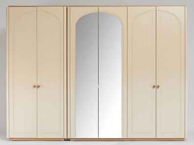 Kleiderschrank Spiegel Beige Modern Luxus Schrank Drehtürenschrank