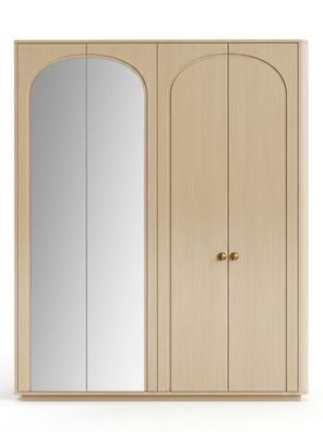 Kleiderschrank Spiegel Beige Modern Luxus Schrank Drehtürenschrank