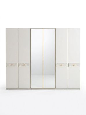 Kleiderschrank Beige Modern Luxus Schrank Drehtürschrank Spiegel