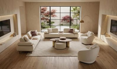 Sofa Set Sofa Sessel Couchtisch Hocker Modern Edel Luxus Garnitur
