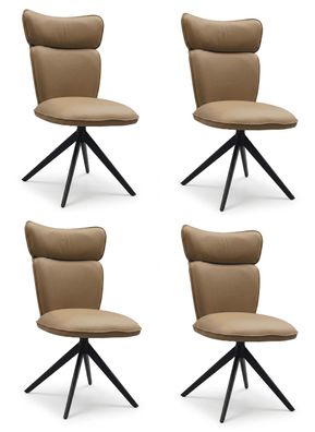 Italo-Design Drehbarer Esszimmerstühle 4er Set Beige Modern