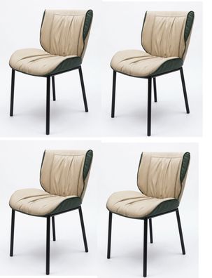 Moderne Esszimmerstühle 4er Set Kunstleder Beige Gepolsterter