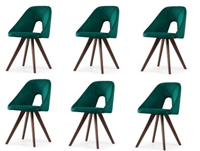 Moderner Esszimmerstühle 6er Set Samt Grün Dreibein Skandi