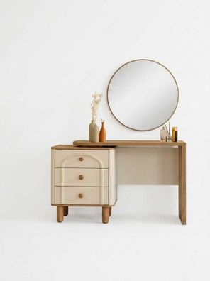 Schminktisch Hocker Set Beige Modern Luxus Frisiertisch Kosmetik