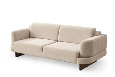 Elegantes 3-Sitzer Sofa Creme Stoffbezug Komfortabel Wohnzimmersofa