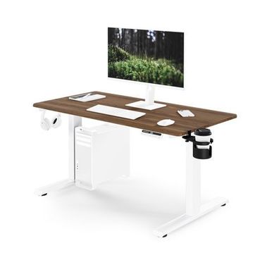 Ergonomischer, höhenverstellbarer Schreibtisch, weiß/Nussbaum: 120 x 60 cm: ARIA