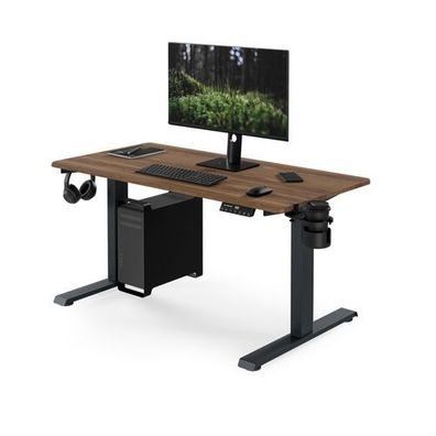 Ergonomischer, höhenverstellbarer elektrischer Schreibtisch, Nussbaum: 120x60cm: ARIA