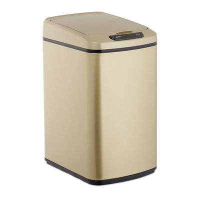 Relaxdays Sensor Mülleimer 12 l eckig Automatik Abfalleimer mit Deckel Roségold