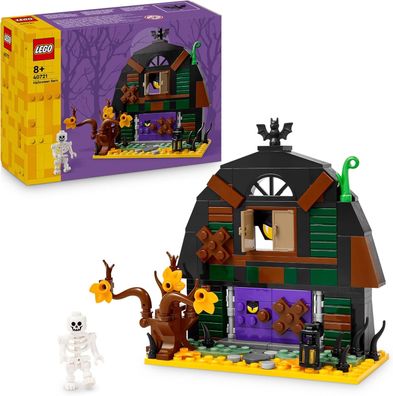 LEGO Halloween Scheune - Kinder Spielzeug mit Skelett Minifigur - Bauset mit Flederma