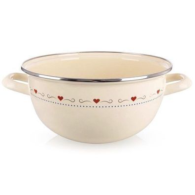 Emaillierte Schüssel mit Henkeln, cremefarben, TONCA, 33 cm, 5 l