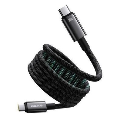 Wolframgoldkabel mit magnetischer Organizer-Funktion, USB-C, 100 W, 1 m - Schwarz