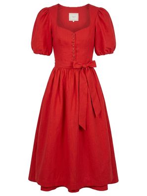 Dirndl Isaluna 80cm Länge Puffarm feuerrot