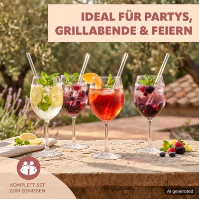 bremermann Strohhalm, Glas-Trinkhalm Set + Bürsten, transparent gerade