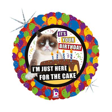 Geburtstag Cake Holo Grumpy Cat Folienballon 46 cm