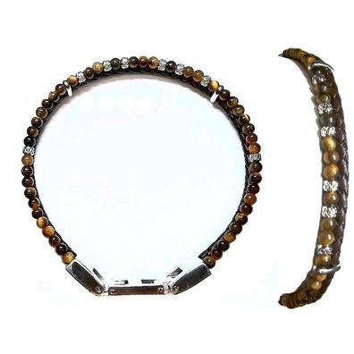 Armband 20,5cm - Across - Tigerauge - Leder