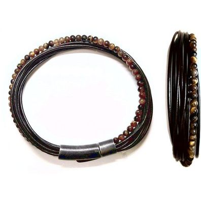 Armband 21cm - Across - Tigerauge - Leder braun
