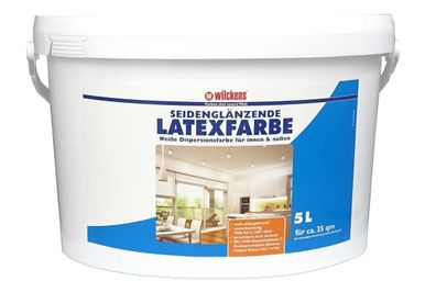 Wilckens Latex seidenglänzend 5 L. Weiß wetterbeständige Kunststoff Latexfarbe