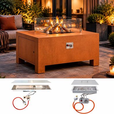 ADEZZ BRANN Gasbrenner für Feuertisch mit Lava und Deckel