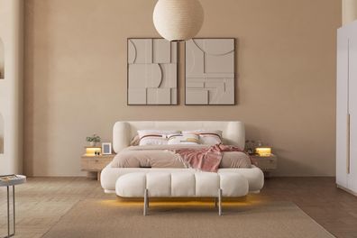 Schlafzimmer Set 2x Nachttische Bettgestell Bettkopfteil Bettbank Edel