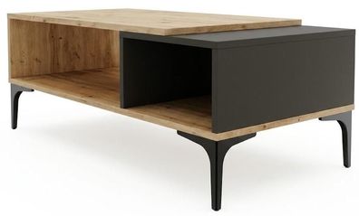 Moderner Couchtisch Holz Mattschwarzem Korpus Metallbeinen
