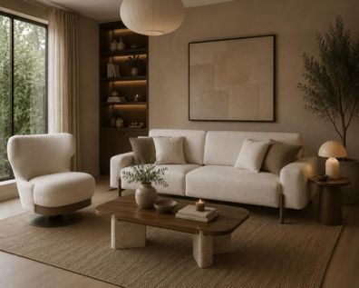 Sofa Set Sessel Modern Weiss Edel Luxus Design Wohnzimmer