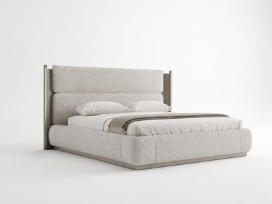 Modernes Polsterbett Creme Doppelbett Schlafzimmer mit hohem Kopfteil