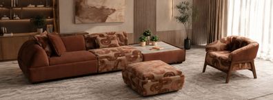 3 Sitzer Sofa Sessel Pouff Kaffeetisch Wohnzimmer Stil Modern praktisch