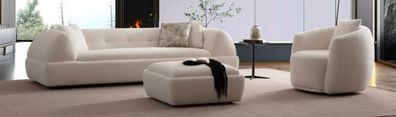 Sofa Sessel Pouff Beige Wohnzimmer geräumig komfortabel bequem modern