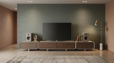 TV Lowboard 2x TV Unterteil Wohnzimmer Stil modern braun geräumig bequem