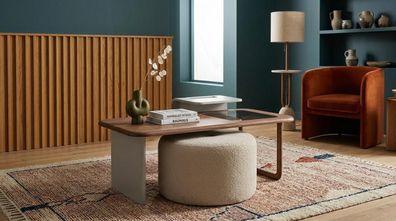 Couchtisch Beistelltisch Pouf Wohnzimmer Stil modern braun rechteckig