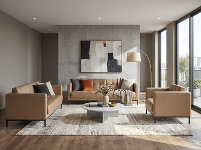 Sofa 3-Sitzer 2-Sitzer Sofa Sessel braun modern elegant funktional