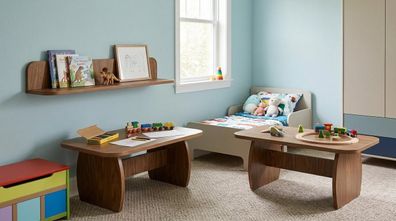 Tisch Wandregal Wohnzimmer Stil modern braun rechteckig bequem praktisch