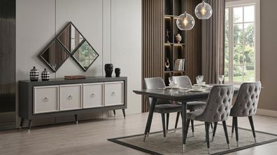 Tisch Konsole Spiegel Wohnzimmer Stil modern grau rechteckig ausziehbar
