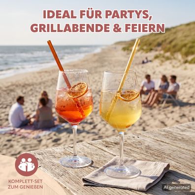 bremermann Glas-Trinkhalm, Strohhalm, Set + Bürsten, bunt, gerade Form